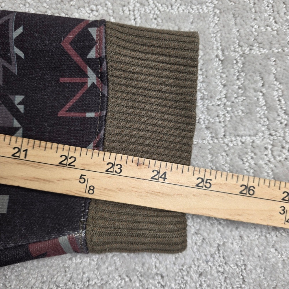Hooey Mens XL Southwestern Aztec Print Snap Mock Neck Pullover Sweatshirt Olive - Picture 7 of 9